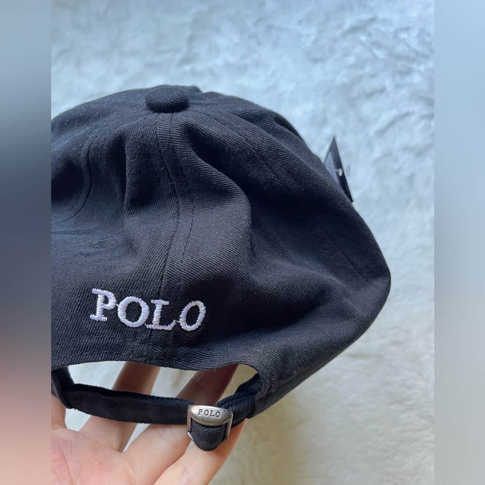 Ralph Lauren Black Polo Player Embroidered Baseball Cap - Picture 2 of 5